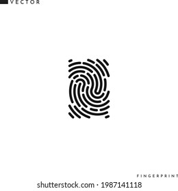 Human fingerprint in rectangle. Logo. Isolated fingerprint on white background