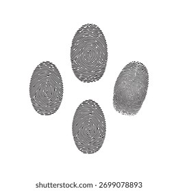 Human fingerprint set. Unique biometric identity vector illustration.