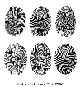 Human fingerprints set. Set of vector realistic fingerprints. Vector stock illustration.