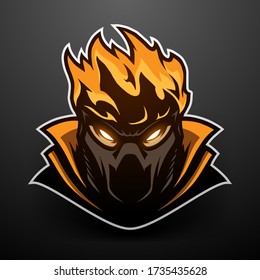 Human fire face mascot illustration