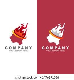 human fire head icon logo design element, fire and head icon, head fire logo design template inspiration