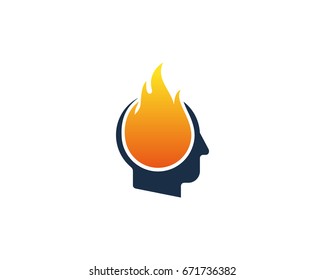 Human Fire Mind Icon Logo Design Element