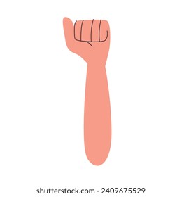 Human fist hand up vector flat illustration isolated on white.