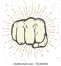 Human fist illustration on white background. Vector illustration