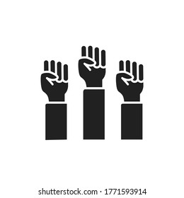 Human fists LGBT protest black glyph line icon. Lesbian, Gay, Bisexual, Transgender. Rainbow power concept. Pride, rights and tolerance. Sign for web page, mobile app, social media, logo.