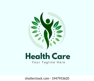 human fit green power health care logo symbol design illustration inspiration