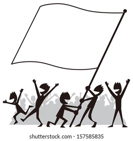 Human flag-waving people