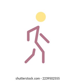 Human flat color ui icon. Passer by. Pedestrian. Walking person. Citizen and resident. Simple filled element for mobile app. Colorful solid pictogram. Vector isolated RGB illustration