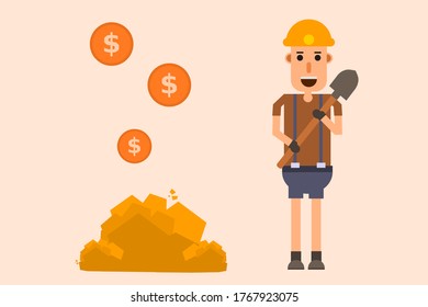 Human flat design character. Describes someone who is carrying the scope to add stones.