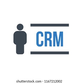 Human flat icon with word CRM Customer Relationship Management