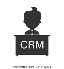 Human flat icon with word CRM Customer Relationship Management