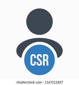 Human flat icon with word CSR corporate social responsibility