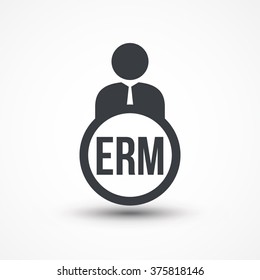 Human Flat Icon With Word ERM Enterprise Risk Management 