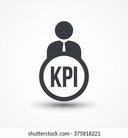 Human Flat Icon With Word KPI Key Performance Indicator