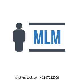 Human flat icon with word MLM Multi Level Marketing