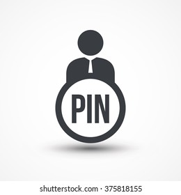 Human Flat Icon With Word PIN (personal Identification Number)