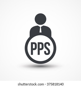 Human flat icon with word PPS pay per sale