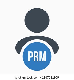 Human flat icon with word PRM partner relationship management