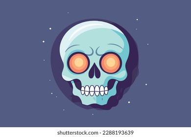 Human flat skull vector illustration of red color skulls, blue color skulls, and yellow color skulls. Comic style. T-shirt print for Horror or Halloween skull 