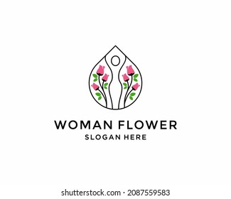 Human flower logo, drop logo, flower vector, people logo, health logo