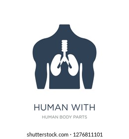 human with focus on the lungs icon vector on white background, human with focus on the lungs trendy filled icons from Human body parts collection, human with focus on the lungs vector illustration