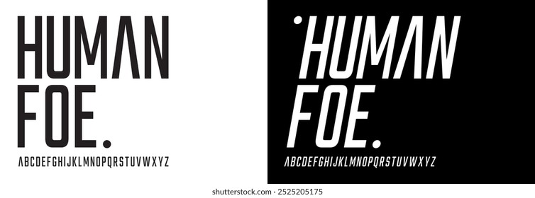 Humano para la fuente de alfabeto urbano geométrico moderno creativo. Digital abstracto futurista, juego, techno, robot, música, logotipo, deporte, tipografía de tecnología mínima. Ilustración vectorial numérica simple