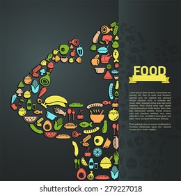 Human food icon in infographic background layout design, create by vector