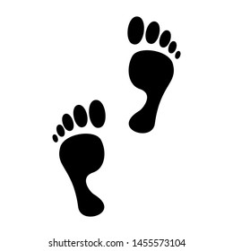 Human foot icon. Bare foot print Black on white foot icon, flat vector style design illustration