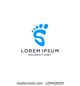 Human Foot Icon. Creative Concept  Human Foot and Initial Letter S Logo Combination