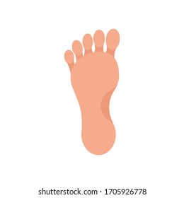 Human foot icon isolated of white background. Concept body parts. Flat design. Vector illustration.