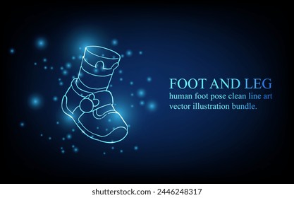 Human foot line, foot and leg, knee and toe, digital business concept, futuristic digital innovation background vector illustration.