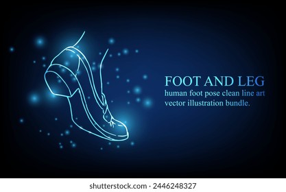 Human foot line, foot and leg, knee and toe, digital business concept, futuristic digital innovation background vector illustration.