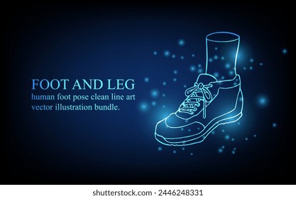 Human foot line, foot and leg, knee and toe, digital business concept, futuristic digital innovation background vector illustration.