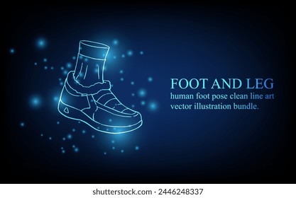 Human foot line, foot and leg, knee and toe, digital business concept, futuristic digital innovation background vector illustration.