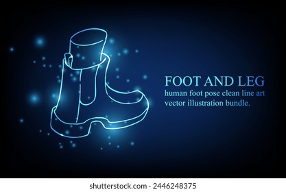 Human foot line, foot and leg, knee and toe, digital business concept, futuristic digital innovation background vector illustration.