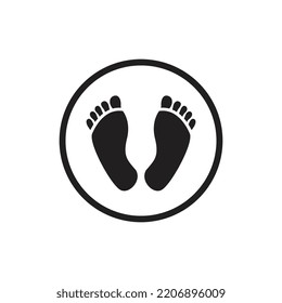 Logo del pie humano, plantilla del vector del icono de la huella del pie

