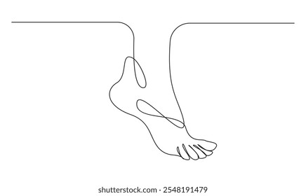 Human foot one continuous line drawing concept of medical. Baby feet minimalist premium vector design