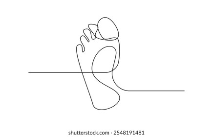 Human foot one continuous line drawing concept of medical. Baby feet minimalist premium vector design