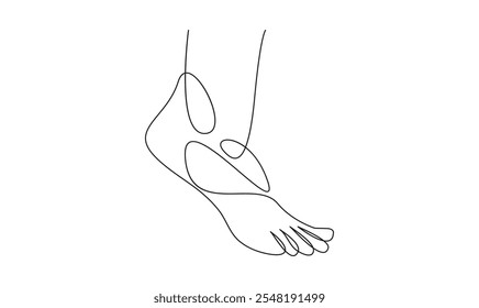 Human foot one continuous line drawing concept of medical. Baby feet minimalist premium vector design