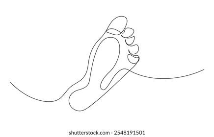 Human foot one continuous line drawing concept of medical. Baby feet minimalist premium vector design