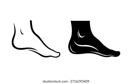 Human Foot Outline and Silhouette Vector Graphic