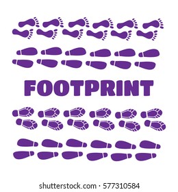 Human foot print and animal footprint vector set. Footprint vector