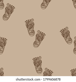Humano Humano. Patrón sin foco. Ilustración vectorial. Los colores beige y marrón. Estilo Zentángulo y doodle