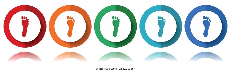 Human foot print vector icons, flat icon set for logo design, webdesign and mobile applications, colorful web button collection in eps 10