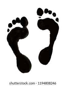 Human foot prints isolated on a white background 