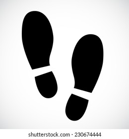 Human Foot Prints Isolated On White Background. VECTOR Illustration.