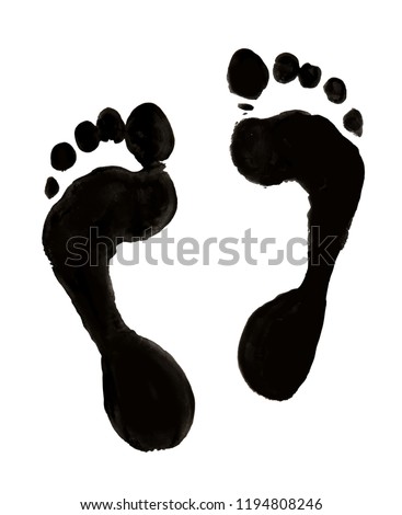 Human foot prints isolated on a white background 