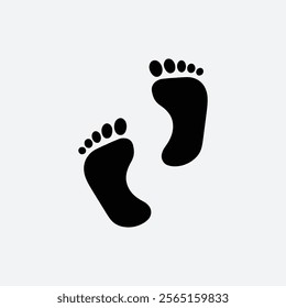 human foot prints. simple bare feet print symbol, Foot sole silhouette drawing of isolated outline vector art illustration