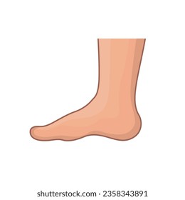 Human foot in profile cute cartoon icon. Outline icon of man's foot vector