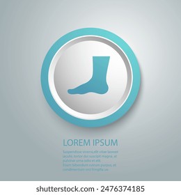 Human foot in profile. Outline blue icon of man's foot. Black silhouette illustration of leg, body part. Flat isolated vector